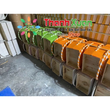 Khay gói quà Tết chữ nhật bắn dây nhựa màu cam - Giỏ quà sang trọng, chỉ 54.000₫