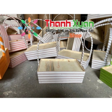 Khay gói quà Tết chữ nhật bắn dây nhựa màu cam - Giỏ quà sang trọng, chỉ 54.000₫