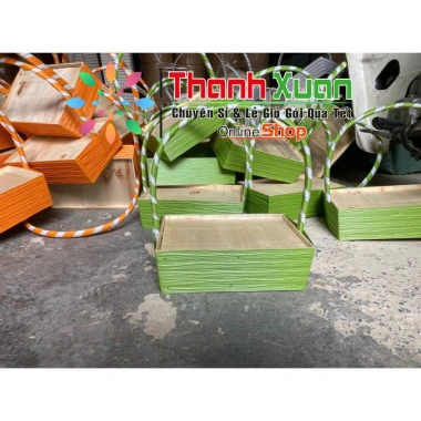 Khay gói quà Tết chữ nhật bắn dây nhựa màu cam - Giỏ quà sang trọng, chỉ 54.000₫