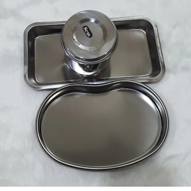 Khay inox chữ nhật và oval, khay hạt đậu, hũ bông tròn - Dụng cụ spa thẩm mỹ, giá chỉ 28.050₫