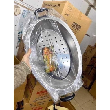 Khay inox om cá chép và dưa – Dụng cụ lẩu cá đa năng, dùng cho bếp ga, hồng ngoại, điện, 127.500