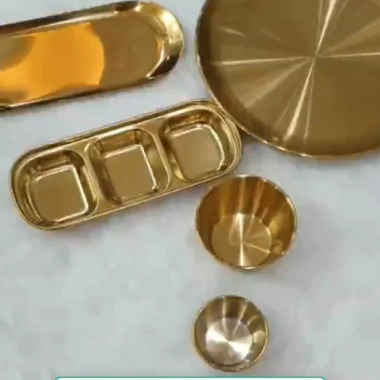 Khay kim loại mạ vàng đa năng đựng trang sức, nến thơm, decor phòng ngủ và decor món ăn - Giá chỉ 29.750 VND