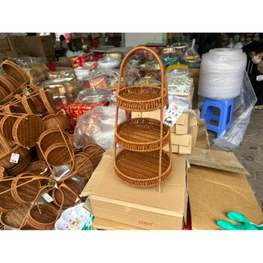 Khay Mây 2-3 Tầng Trang Trí Bàn Tiệc - Đựng Trái Cây, Bánh Kẹo, Giá Siêu Ưu Đãi 225k