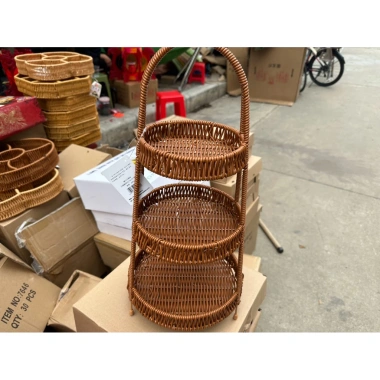 Khay Mây 2-3 Tầng Trang Trí Bàn Tiệc - Đựng Trái Cây, Bánh Kẹo, Giá Siêu Ưu Đãi 225k