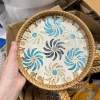 Khay mây khảm trai tròn - hỏa tốc, đựng đồ ăn, decor chụp ảnh - thủ công 8