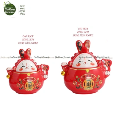 Khay Mứt Đa Năng Gốm Sứ Cao Cấp - Hũ Mèo Thần Tài, Đựng Trà, Kẹo Bánh-150.000₫