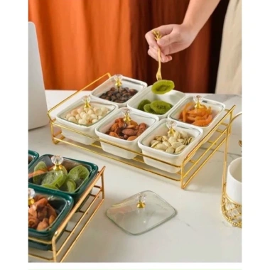 Khay mứt sứ khung kim loại 4-6 ngăn An toàn Sang Sạch – Giá ưu đãi 395k