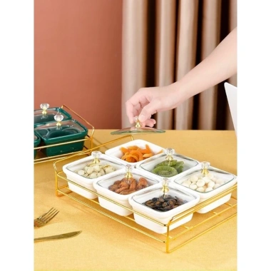 Khay mứt sứ khung kim loại 4-6 ngăn An toàn Sang Sạch – Giá ưu đãi 395k