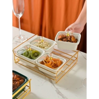 Khay mứt sứ khung kim loại 4-6 ngăn An toàn Sang Sạch – Giá ưu đãi 395k