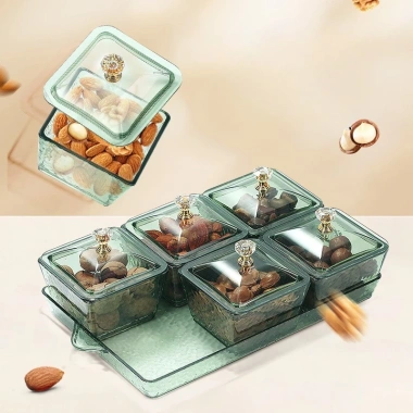 Khay Mứt Tết 6 Ngăn Chạm Decor - Núm Cầm Kim Cương, Thiết Kế Hiện Đại, Hoàn Hảo cho Bàn Khách, Giá Ưu Đãi 162.400 VND 7