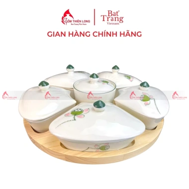 Khay mứt Tết đài sen gốm sứ Bát Tràng Gốm Thiên Long MDS01, giá 552.000 VNĐ