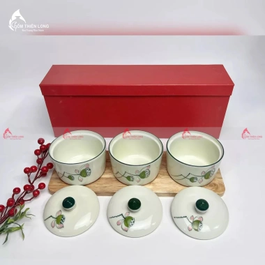 Khay mứt Tết đài sen gốm sứ Bát Tràng Gốm Thiên Long MDS01, giá 552.000 VNĐ