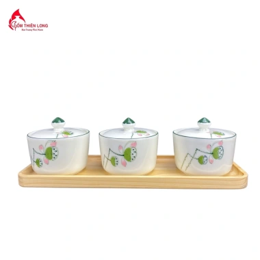 Khay mứt Tết đài sen gốm sứ Bát Tràng Gốm Thiên Long MDS01, giá 552.000 VNĐ