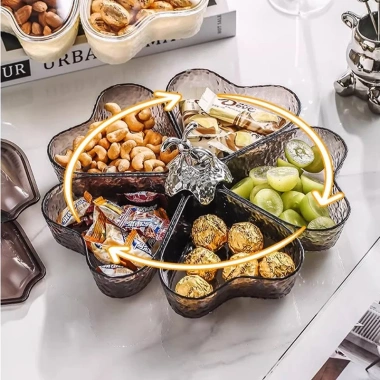 Khay mứt Tết hạt dưa bánh kẹo hình trái tim xoay 360 - Gấu bạc, Vàng trà kim cương, giảm 20% HOME25