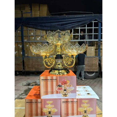Khay Mứt Tết Hoa Sen 5 Cánh Xoay 360 – Đế hợp kim mạ vàng, phong cách châu Âu, giá ưu đãi 129.638₫ 3