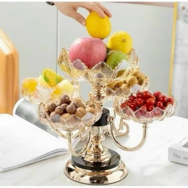 Khay Mứt Tết Hoa Sen 5 Cánh Xoay 360 – Đế hợp kim mạ vàng, phong cách châu Âu, giá ưu đãi 129.638₫ 4