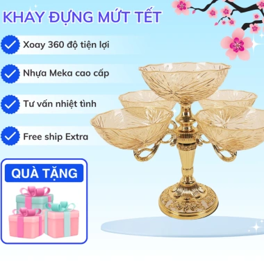 Khay Mứt Tết Pha lê Trong Suốt 360 Đảo Bàn Xoay Sang Trọng - Đựng Bánh Kẹo Hoa Quả, Giá 134.100₫