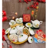 Khay mứt Tết sứ hoa sen cam vẽ tay sắc nét - Sang trọng, không kèm hộp, giảm giá 355.000 VND