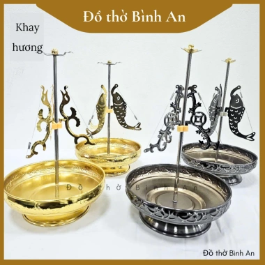 Khay Nhang Cắm Hương Vòng Bằng Hợp Kim Đồ Thờ Cúng - Thiết Kế Rồng Cá Tinh Tế, Chống Tàn Hương Rơi, Giá 145.000 VND