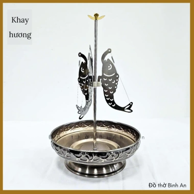 Khay Nhang Cắm Hương Vòng Bằng Hợp Kim Đồ Thờ Cúng - Thiết Kế Rồng Cá Tinh Tế, Chống Tàn Hương Rơi, Giá 145.000 VND