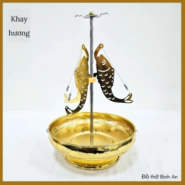 Khay Nhang Cắm Hương Vòng Bằng Hợp Kim Đồ Thờ Cúng - Thiết Kế Rồng Cá Tinh Tế, Chống Tàn Hương Rơi, Giá 145.000 VND