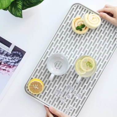 Khay nhựa đa năng đựng ly, bình trà, rau củ, khay hứng nước, thiết kế tối giản, giảm giá 80.000 3