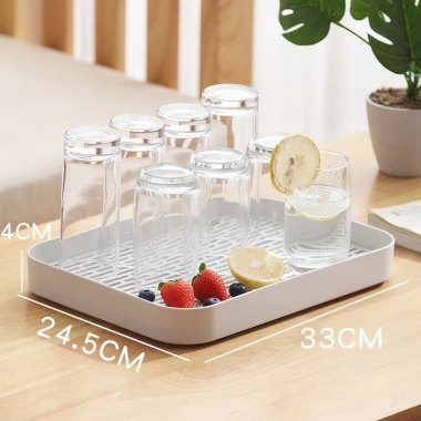 Khay nhựa đa năng đựng ly, bình trà, rau củ, khay hứng nước, thiết kế tối giản, giảm giá 80.000 5