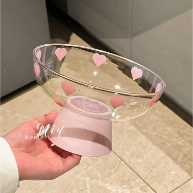 Khay nhựa đựng hoa quả nơ tim cute, dán sticker - Giá chỉ 49.000đ