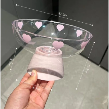 Khay nhựa đựng hoa quả nơ tim cute, dán sticker - Giá chỉ 49.000đ