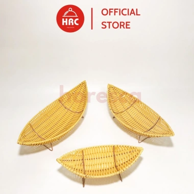 Khay nhựa giả mây hình thuyền đựng bánh kẹo hoa quả - Chân đế thép, giá 47.600₫