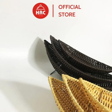 Khay nhựa giả mây hình thuyền đựng bánh kẹo hoa quả - Chân đế thép, giá 47.600₫