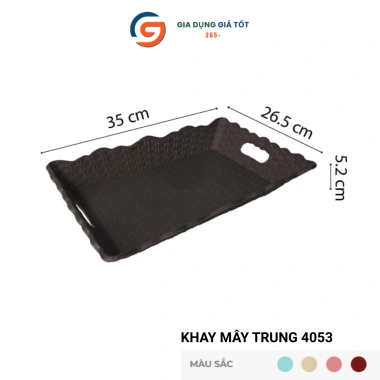 Khay nhựa giả mây quai Song Long đa năng - Đựng hoa quả, bánh kẹo, trà nước, chỉ 29.000₫ 10