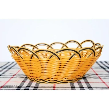 Khay nhựa giả mây tròn - Đựng hoa quả, rau sống, rổ sang trọng, chỉ 18.000₫