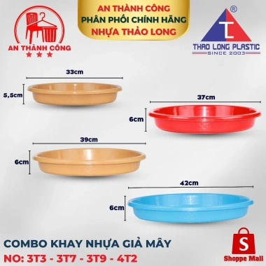 Khay nhựa giả mây vành cao Set Tết 2.026 - Xếp bánh kẹo, hoa quả, ngũ quả - Thảo Long - 61.750đ