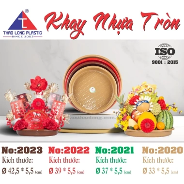 Khay nhựa giả mây vành cao Set Tết 2.026 - Xếp bánh kẹo, hoa quả, ngũ quả - Thảo Long - 61.750đ