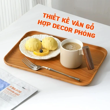 Khay nhựa vân gỗ MYHOME - Trang trí bàn uống nước, đựng đồ ăn, giảm còn 27k