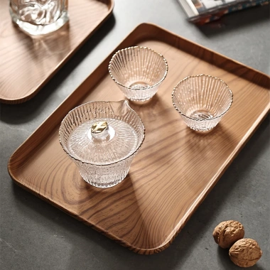 Khay nhựa vân gỗ MYHOME - Trang trí bàn uống nước, đựng đồ ăn, giảm còn 27k