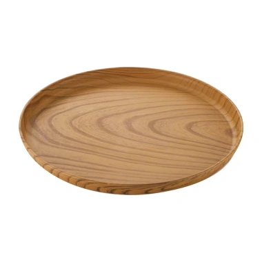 Khay Nhựa Vân Gỗ Tròn, Đĩa Gỗ Beech Decor Sang Trọng Nhật Bản, Giá 39.000₫
