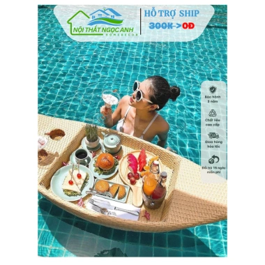 Khay nổi bể bơi dạng thuyền nhựa cao cấp Ngọc Anh - Decor homestay, khách sạn, giá 360.000₫