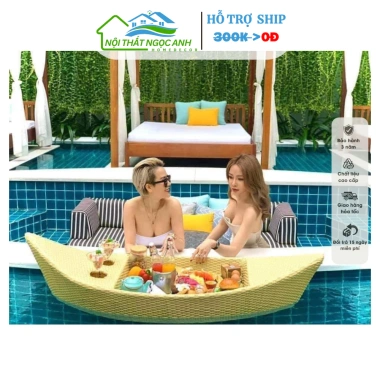 Khay nổi bể bơi dạng thuyền nhựa cao cấp Ngọc Anh - Decor homestay, khách sạn, giá 360.000₫