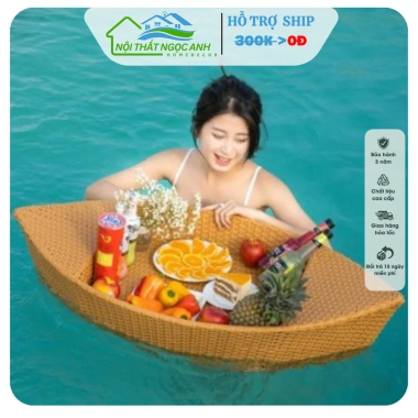 Khay nổi bể bơi dạng thuyền nhựa cao cấp Ngọc Anh - Decor homestay, khách sạn, giá 360.000₫