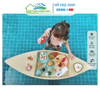 Khay nổi bể bơi dạng thuyền nhựa cao cấp Ngọc Anh - Decor homestay, khách sạn, giá 360.000₫
