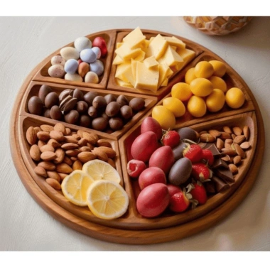 Khay phục vụ câu đố gỗ FOUNDTWO - Đĩa chia 8 ngăn, khay ăn nhẹ tròn, dã ngoại 4