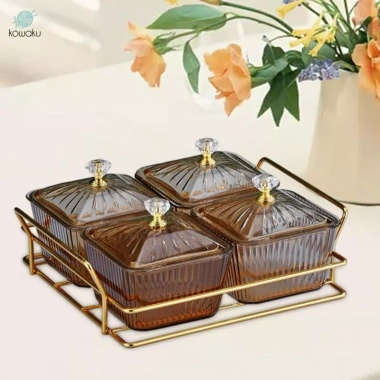 Khay phục vụ chia món khai vị - Đựng gia vị & chip, thiết kế tiện lợi, giảm 18%