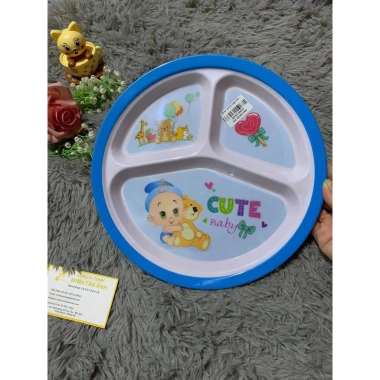 Khay Tập Ăn Nhựa Melamine 3 Ngăn Lớn Cho Bé - Dễ Vệ Sinh, Giá 39.000đ - Mta-Mart2
