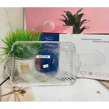Khay thủy tinh trong suốt hình chữ nhật DELISOGA - Đa năng đựng ly cốc, bánh kẹo, giá 135.000