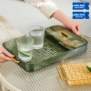 Khay trà 2 lớp thoát nước, tay cầm mạ vàng, nhựa Acrylic - khay úp ly cốc