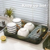 Khay trà 2 lớp thoát nước, tay cầm mạ vàng, nhựa Acrylic - khay úp ly cốc 6