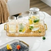 Khay trà 2 lớp thoát nước, tay cầm mạ vàng, nhựa Acrylic - khay úp ly cốc 8
