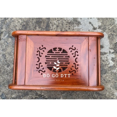 Khay trà cuốn thư chữ tầu - khay inox gỗ hương, trang trí nhà, giảm còn 199k 3